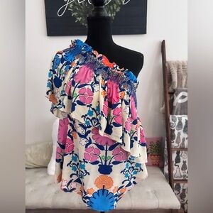 Anthropologie  PLENTY BY TRACY REESE RUFFLED ONE-SHOULDER BLOUSE XL